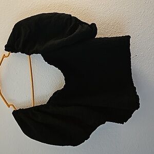 1X Smocked Puff Sleeve Crop Top